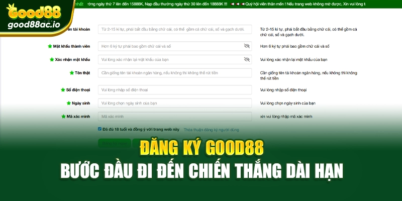Đăng Ký Good88 – Bước Đầu Đi Đến Chiến Thắng Dài Hạn